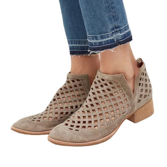 Jeffrey Campbell Taggart Ankle Boots Brown Lattice Suede Notch Sides Sz 9 - Picture 1 of 7